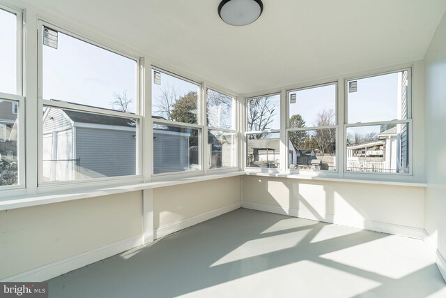 view of unfurnished sunroom