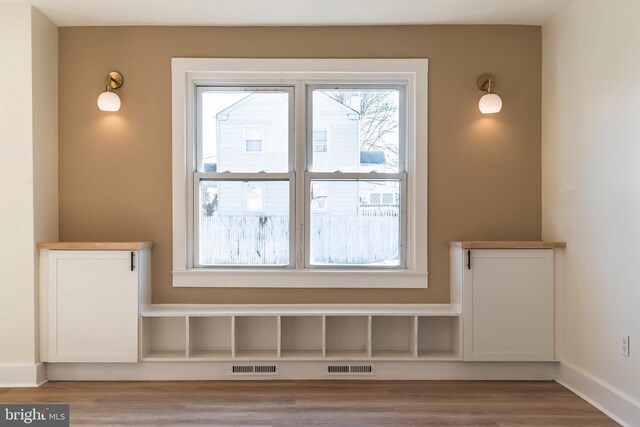 interior space with light hardwood / wood-style floors