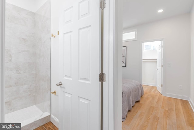 bedroom with light wood-type flooring