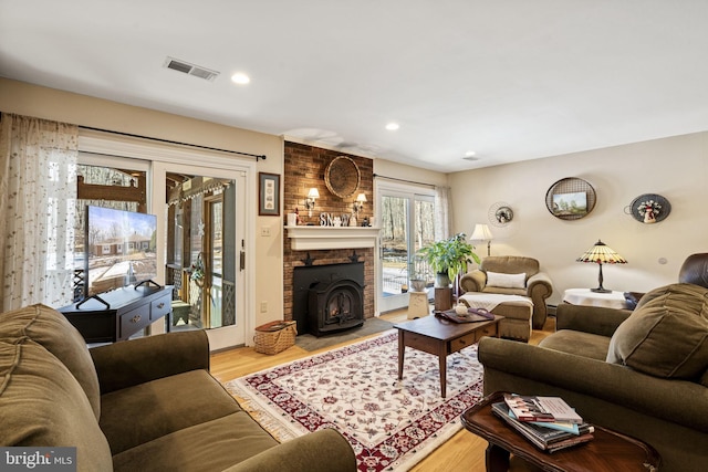 living room with light hardwood / wood-style floors