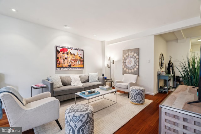 living room featuring dark hardwood / wood-style flooring