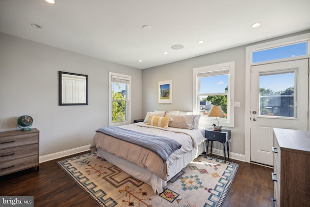 bedroom featuring dark hardwood / wood-style floors