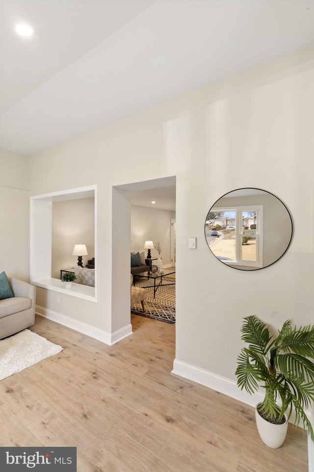 living area with light wood-type flooring