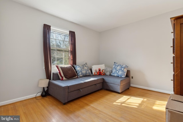 sitting room featuring light hardwood / wood-style flooring