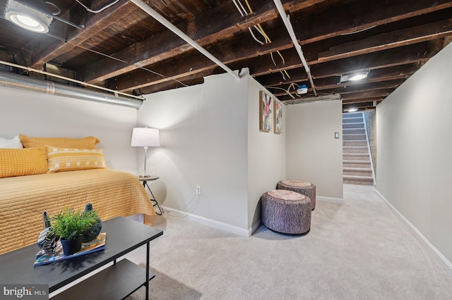 basement with carpet