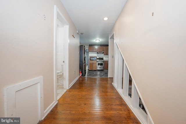 hall featuring dark hardwood / wood-style flooring