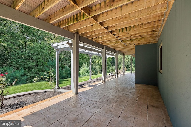 view of patio / terrace featuring a pergola