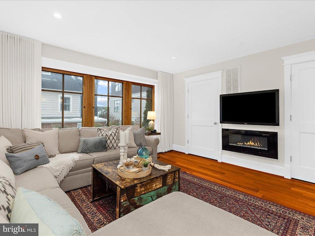 living room featuring hardwood / wood-style flooring