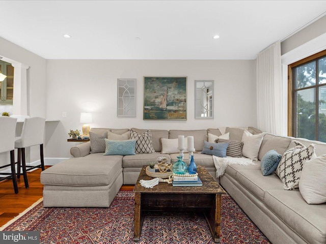 living room featuring hardwood / wood-style flooring