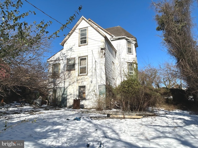 view of snow covered exterior