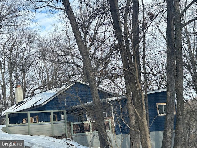 view of snow covered exterior