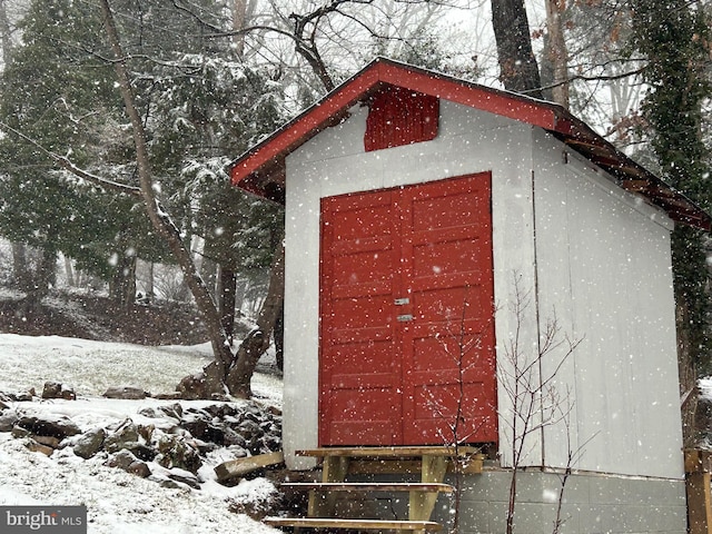 view of snow covered structure