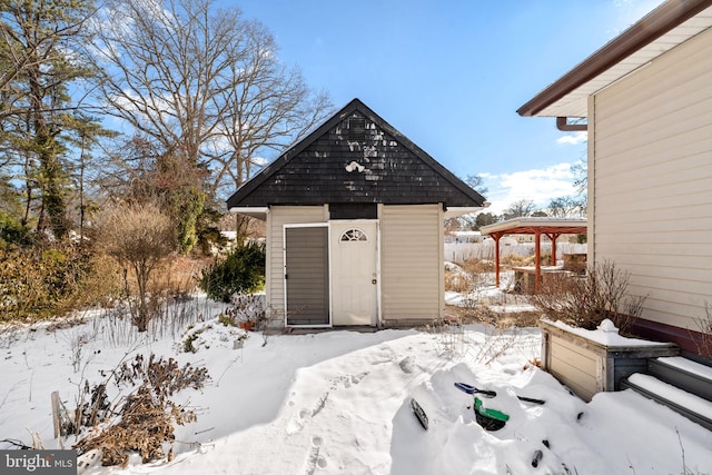 view of snow covered structure