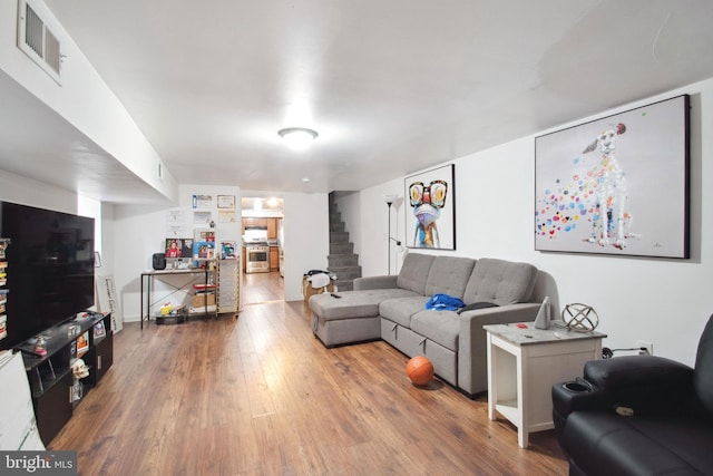 living room featuring hardwood / wood-style floors