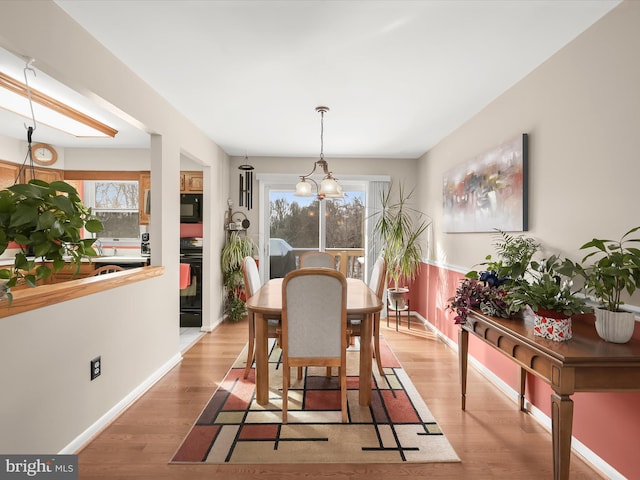 dining space featuring a healthy amount of sunlight and wood-type flooring