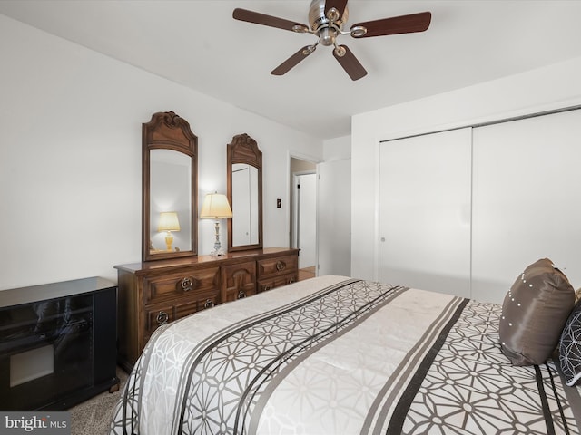 bedroom with a closet and ceiling fan