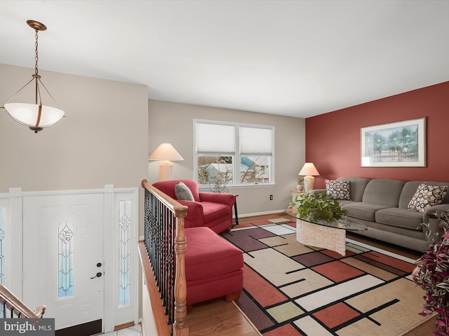 living room featuring hardwood / wood-style flooring