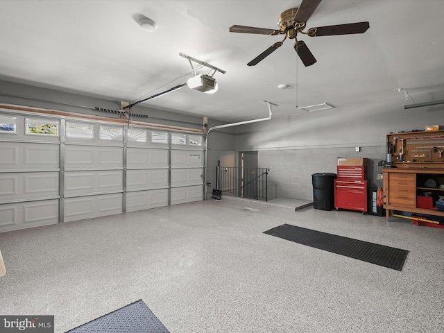 garage with a garage door opener