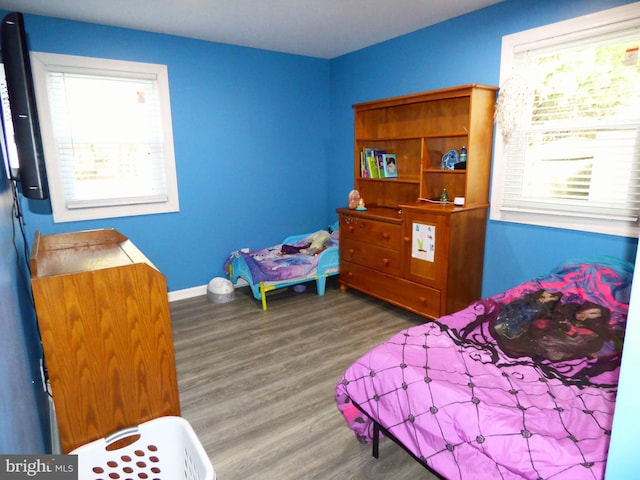 bedroom with wood-type flooring