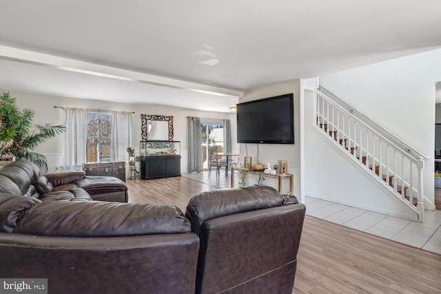 living room featuring light hardwood / wood-style floors