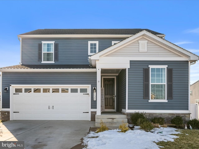 front facade with a garage