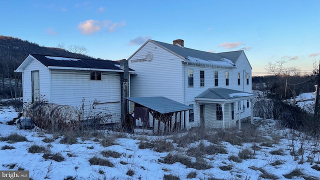 view of snow covered exterior