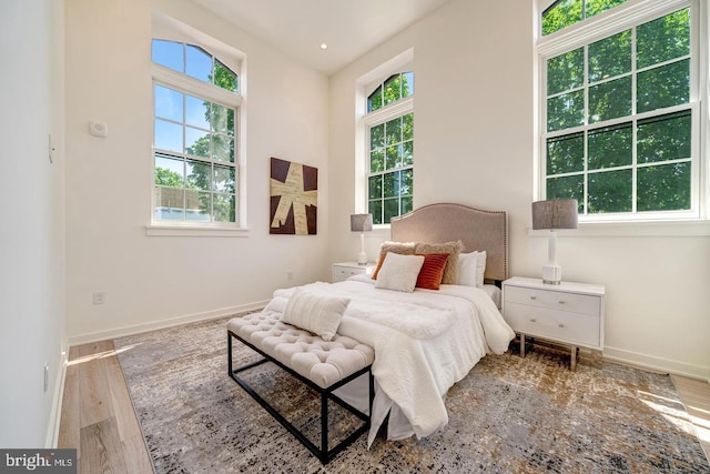 bedroom with hardwood / wood-style floors