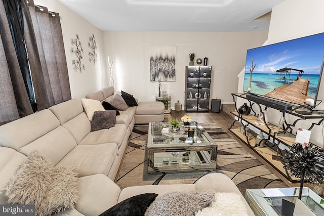 living room featuring light wood-type flooring