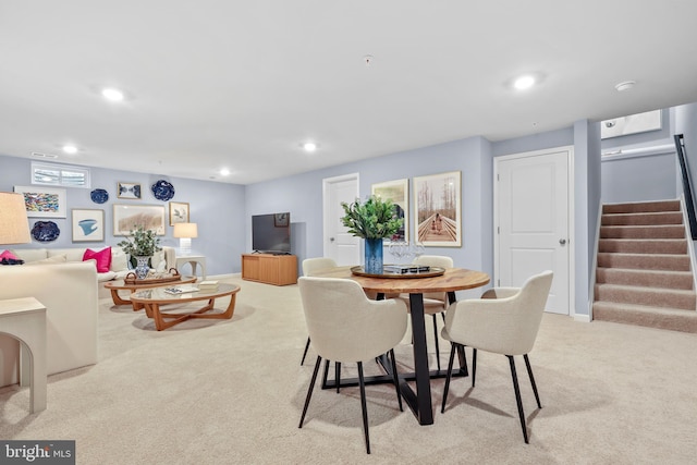 view of carpeted dining room