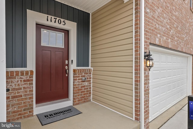 entrance to property with a garage