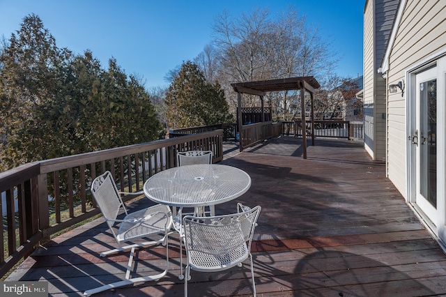 wooden deck with a gazebo