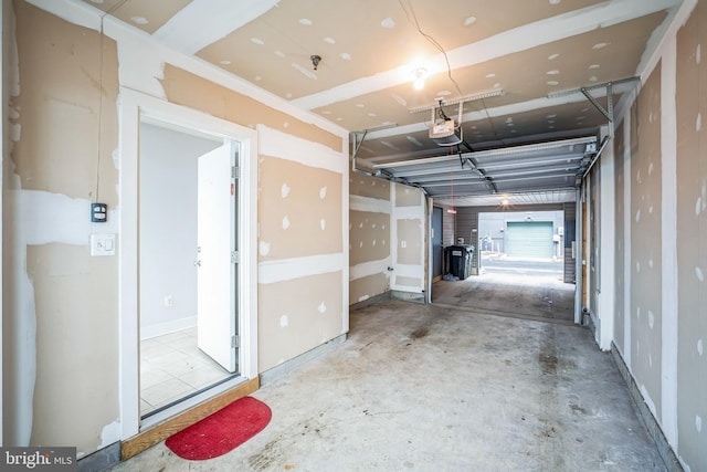 garage with a garage door opener