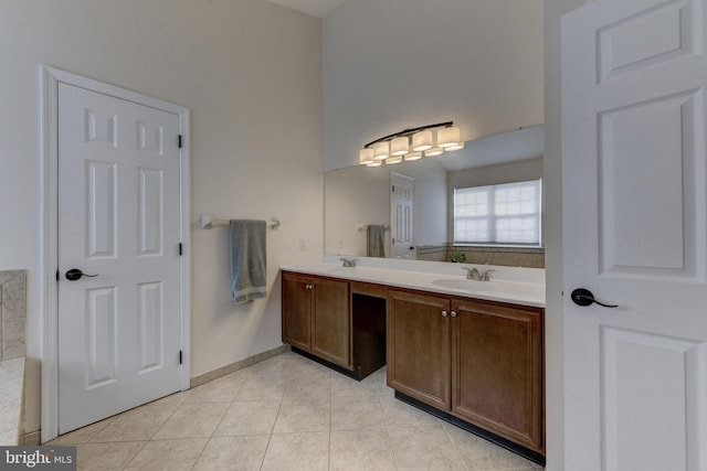 bathroom with vanity and tile patterned floors