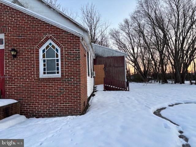 view of snow covered exterior