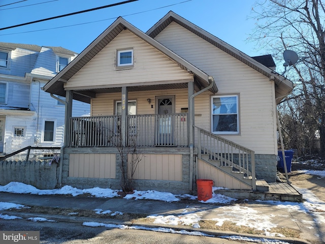 bungalow-style home featuring a porch