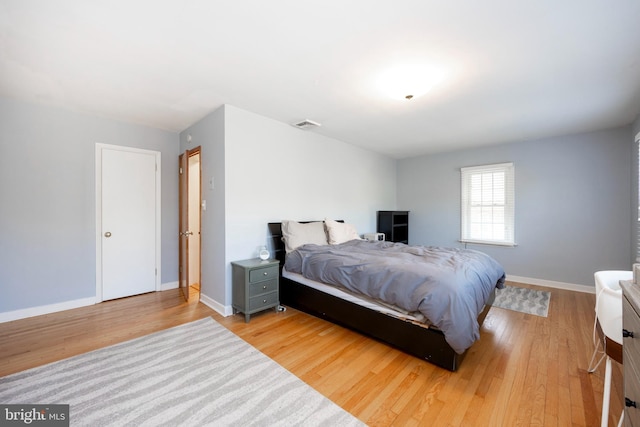 bedroom with light hardwood / wood-style floors