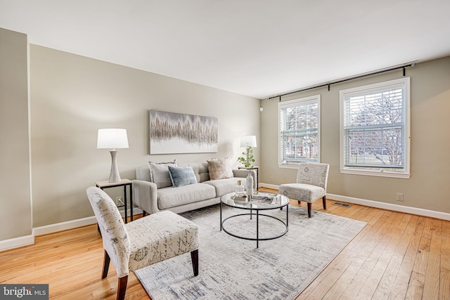 living room featuring light wood-type flooring