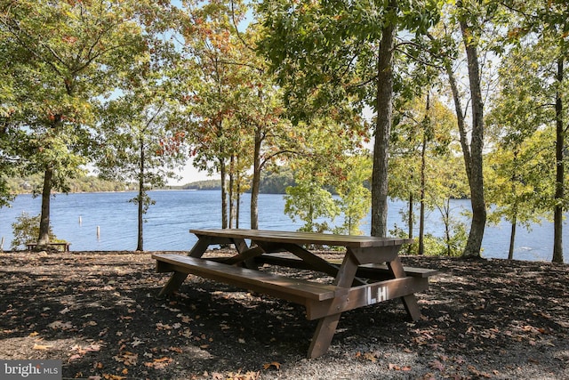 view of community featuring a water view