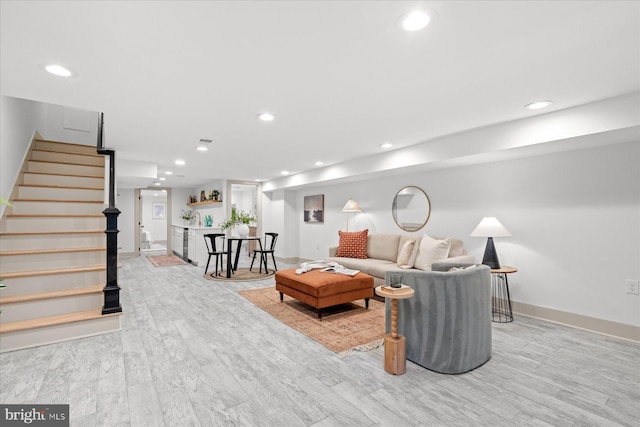 living room featuring light hardwood / wood-style floors