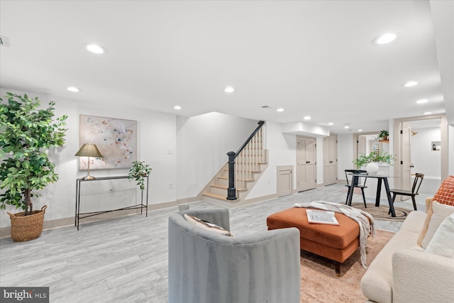 living room with light wood-type flooring