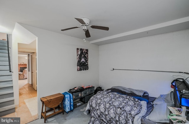 bedroom featuring ceiling fan