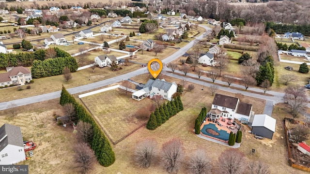 bird's eye view with a residential view