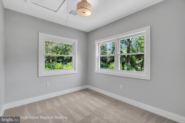 unfurnished room with carpet floors and a wealth of natural light