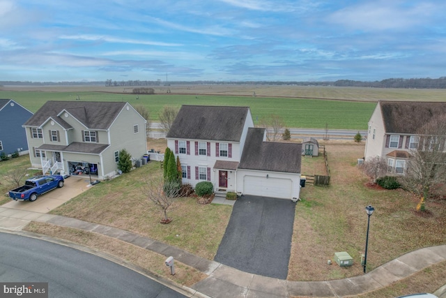 bird's eye view with a rural view