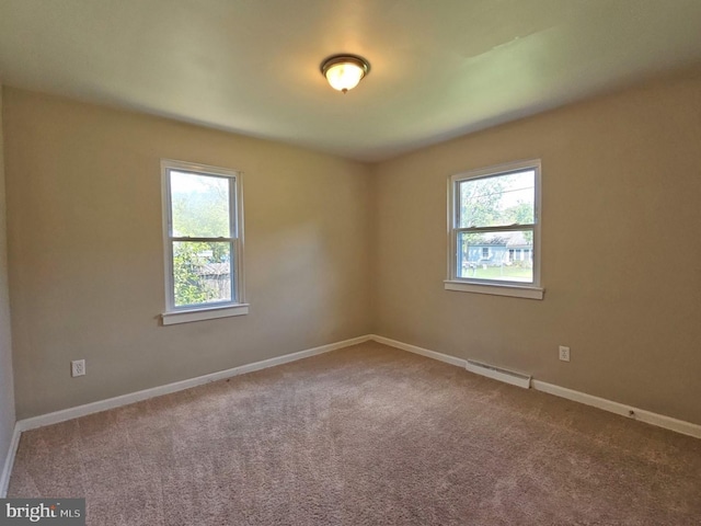 empty room with a wealth of natural light and carpet floors