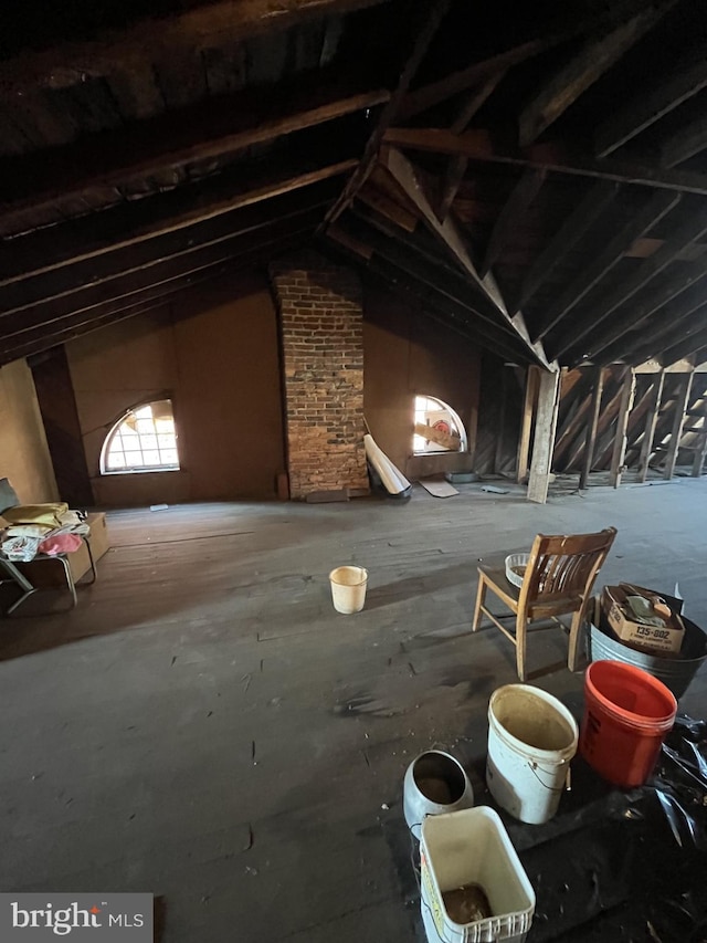 view of unfinished attic