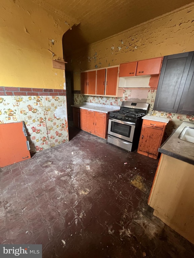 kitchen with gas range and sink