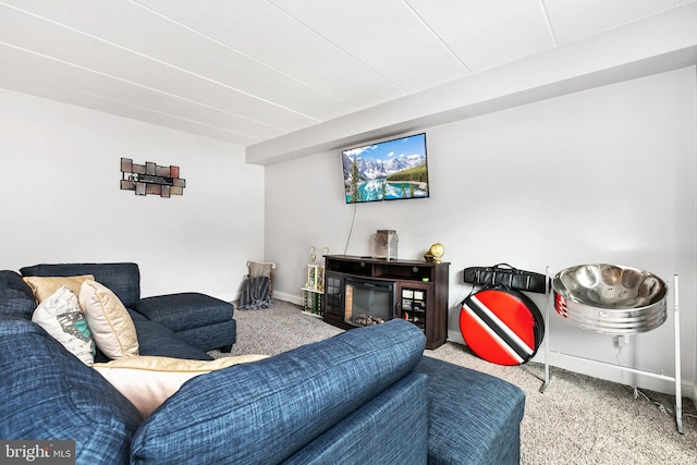 living room featuring carpet floors