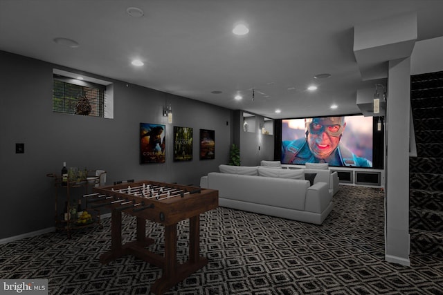 view of carpeted home theater