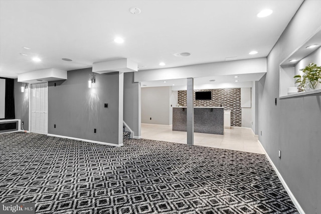 basement featuring carpet